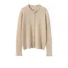 2025 Novo Suéter de Caxemira Cardigã Tricotado Feminino Top Tricotado de Outono Feminino Jaqueta Suéter de Borda Pequena Fragrante Branco