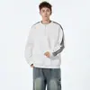 Sudadera Fina Engrosada para Hombre, Otoño, Corte Holgado, Camisa Base Rayada de Moda, Cuello Redondo, Top Versátil de Calle para Pareja
