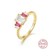 Anillo Trenzado de Plata de Ley S925 Rosa Ojo de Caballo con Anillo Escalonado de Diamante Estilo Coreano Anillo de Dedo de Lujo Ligero