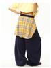 Pantalones de Chándal Unisex con Diseño de Estructura en el Dobladillo a Cuadros Patchwork Estilo Retro Americano Perezoso de Largo Completo Pantalones Paracaídas Modernos