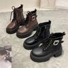 Botas Martin para Mujer que Hacen los Pies Más Pequeños, Nuevo Estilo Otoño e Invierno 2025, Botines Negros Estilo Británico Biker con Plataforma que Aumentan la Altura, Modernos