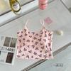Ice Silk Impresso Spice Girl Camisole Colete Feminino Outer Wear com Almofada no Peito Top Puro Desejo com Estampa de Leopardo Sexy Bela Roupa Interior Traseira