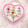 Anillo Infantil de Diamante de Amor Rosa Degradado Jane Colgante Gema de Pedrería Corazón En Caja Anillo Metálico