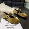 Zapatos Mary Jane cuadrados retro de terciopelo para mujer, nueva colección otoño 2026, versátiles con pedrería y cierre de velcro, zapatos planos bajos