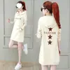 Moda Otoño e Invierno Tallas Grandes Holgado Adelgazante Longitud Media Sudadera para Mujer Casual Forrada de Polar Engrosada con Capucha Vestido Pulóver