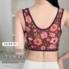 Sujetador de Botones Frontales Estilo Mamá para Mujer, Estampado, Sin Varillas, Push-Up, Transpirable, Copa Fija, Estilo Camiseta sin Mangas, Tallas Grandes
