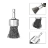 6mm com Haste Hexagonal Cabeça de Moagem de Aço Fio Preto Tigela Plana Formato de Caneta Escova de Moagem e Polimento para Metal Madeira Broca Elétrica