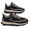 Sapatos Masculinos de Viagem com Solado Grosso Couro Preto Sapatos de Segurança para Trabalho Tênis Masculino Antiderrapante Esportivo Sapatos de Pai Sapatos Masculinos Rasteiros