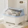 Caja de Almacenamiento para Vajilla de Cocina Doméstica con Cajón Bandeja de Drenaje para el Piso Estante de Almacenamiento para Platos Cubiertos a Prueba de Polvo