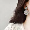 Nuevos Aretes Frescos Transparentes Rosas Pequeños de Primavera y Verano para Mujer Aretes de Resina Mate Flor Tejida Joyería para Orejas Pintura al Óleo