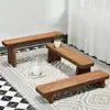 Banqueta baja para cambiarse los zapatos en la entrada, se puede sentar, banqueta de madera maciza, madera anticorrosión, balcón jardín exterior, soporte para plantas suculentas, estante de almacenamiento, banco largo
