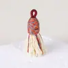 Pingente de Borla Pequena de Fio de Algodão Enrolado à Mão Estilo Xizang, Material para Pulseira DIY Feito à Mão, Ornamento de Borla Curta com Tampa Rosqueada