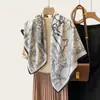 Pañuelo cuadrado geométrico minimalista nórdico de 90x90 para mujer, estilo primavera y otoño, chal protector solar, versátil pañuelo de seda blanco y negro