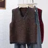Colete Tricotado com Lantejoulas Bling Estilo Levemente Luxuoso para Mulheres Primavera 2026 Novo Colete Suéter sem Mangas com Decote V