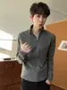 Camiseta Térmica de Manga Larga para Hombre con Media Cremallera y Cuello Alto Gris Oscuro Estilo Americano Nuevo Otoño Invierno Hombro Normal Sudadera Deportiva de Peso Pesado