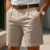 Ropa para Hombre Amazon Verano Casual de Negocios Pantalones Cortos de Algodón Lino Color Sólido Pantalones de Cinco Puntos Estilo Traje Deportivo