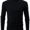 2026 Comércio Exterior Transfronteiriço Camiseta Unisex Manga Longa Gola Alta Cor Sólida Slim Fit Camiseta Básica Top Masculino