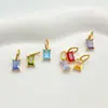 Chihang Jewelry Colgante Cuadrado Geométrico de Acero Inoxidable con Circonita Chapado en Oro Accesorios de Colgante Piedra de Nacimiento de Diciembre