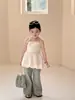 Ropa Coreana Infantil Nuevo Estilo Verano 2026, Top sin Tirantes de un Hombro de Moda para Niñas, Dulce Top tipo Camiseta con Volantes
