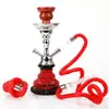 Fabricantes Transfronterizos Suministran Hookah de Doble Tubo Pequeño Set de Fumar de Hierro Nueva Pipa de Vidrio Shisha Hookah