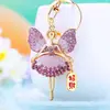 Llavero de ángel de la suerte con incrustaciones de diamantes para coche, lindo accesorio de metal para bolsos de mujer, llavero, colgante en forma de corazón, regalo