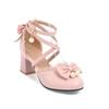 Zapatos Rosados Dulces de Princesa para Niña Pequeña Punta Redonda Japoneses Suaves para Niña lolita Sandalias de Tacón Alto Zapatos de Mujer Lori lolita