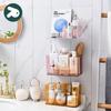 Caja de almacenamiento de pared con pasta transparente sin perforaciones, estante de almacenamiento para baño, caja de almacenamiento de mascarillas sin costuras y sin clavos