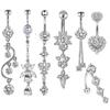 Conjunto de Anéis de Umbigo com Zircônia Colorida Anel de Umbigo Joias para Body Piercing Piercing Corpo Barriga Conjunto de 7 Peças