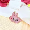 Llavero de Conejo Personalizado Incrustado con Diamantes, Colgante Redondo de Hebilla con Cuerda Exquisita Hecha a Mano Incrustada con Diamantes, Pequeño Regalo Considerado para Niñas
