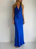 Em Estoque Europeu e Americano Primavera/Verão Estilo Transfronteiriço 2026 Vestido Slim Sexy Cor Sólida Gola Halter Comprimento Médio 2648
