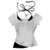 Subcultura Doce Verão Y2K Falso Duas Peças Americano Doce e Picante Manga Curta Camiseta para Mulheres Slim-Fit Top Tendência Liso DIY