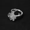 Anillo Abierto Original Thing in the Rain Flor de Plata Esterlina con Flores de Cristal Blanco Natural, Estilo Literario Hermoso y Fresco