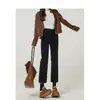 Jeans Estrechos Rectos de Terciopelo Negro para Mujer Otoño e Invierno 2025 con Diseño de Cintura Alta Aspecto Adelgazante Pantalones Cigarrillo de Nueve Puntos
