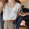 Camiseta de algodón acanalada para mujer, camisola para llevar debajo de un traje, nuevo top de verano ajustado que disimula los rollitos laterales, se puede usar como capa exterior