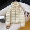 Nueva Chaqueta Ligera de Plumas Acanalada para Mujer Invierno 2026, Abrigo Corto Cálido con Capucha, Versátil para Figuras Menudas