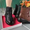 Botines Populares para Mujer, Botines de Cuero Suave con Punta Redonda, Botas de Algodón Cálidas de Terciopelo con Suela Suave para Otoño e Invierno, Estilo Étnico Retro
