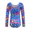 Ropa de Baile Latino de una Pieza con Mangas Largas Estampada Ropa de Práctica de Baile de Verano Ropa de Competición para Niñas Niñas