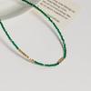 Collar Nalan S925 de plata esterlina con diseño de coche verde facetado, con cuentas de flores y oro roto, Y01622