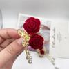 Horquilla con flor de rosa roja flocada para mujer, pequeña horquilla con borla de cereza, accesorio para el cabello para otoño e invierno.