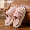 Pantuflas de Algodón para Mujer para Otoño e Invierno, Punta Cerrada, Cálidas, Felpa, Engrosadas, Suela Suave, Antideslizantes, Cómodas para Pisar Popó, Pantuflas de Casa para Pareja para Hombre