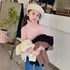 Suéter Feminino 2025 Macio e Aconchegante Outono/Inverno Infantil Gola Alta Peça Única Lã Fleece Roupa Bebê Menina Inverno Tricô Grosso Suéter Tendência