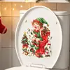 Duende navideño divertido sentado en el inodoro, pegatina decorativa autoadhesiva para baño, creando una atmósfera navideña festiva