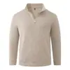 Venta al por mayor transfronteriza de suéteres populares para hombre de otoño e invierno, color liso, modernos y versátiles, camiseta básica de punto para hombre con cuello alto y media cremallera