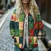Sudadera de Algodón con Cuello Alto y Pliegues para Mujer 2025, Estampado Floral Retro, Rayas Otoño e Invierno, Botones, Sudadera para Mujer