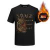 Camiseta de felpa con diamantes de imitación para hombre, manga corta, cabeza de tigre, ropa de algodón, invierno, camiseta básica de talla grande para hombre, manga media, camiseta pesada