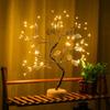 Lámpara de escritorio para bonsái, lámpara de mesa, luz nocturna LED de escritorio, árbol de hierro, rama plateada, hoja dorada perlada, árbol de Navidad estrella