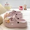 Suporte de Arco Roupas de Verão para Usar no Dia a Dia Mary Janes Sapatos Fechados Estilo Chinelo Desenho Animado Fofo Rosquinha EVA Sapatos com Furos