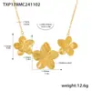 Omica ins Juego de Collar Pulsera Anillo Flor Dorada Acero Inoxidable Chapado PVD Color Oro Verdadero Conservación de Color Joyería al por Mayor