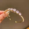 Exquisito Pulsera Abierta de Perlas Incrustadas de Diamantes Ultra Brillantes, Pulsera de Moda y Versátil, Joyería de Lujo Ligero y de Gama Alta para Mujeres, Nicho