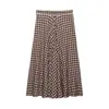 Para Comércio Exterior Transfronteiriço Europeu e Americano Roupas Femininas Aliexpress Mais Vendidas Verão Simples Versátil Saia de Xadrez Pequeno com Acabamento em Renda